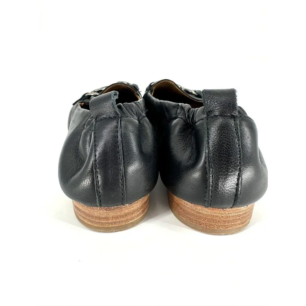Söfft Kadyn Black Leather Chain Link Round Toe Slip On Ballet Loafer Flat Size 8 - Picture 8 of 10